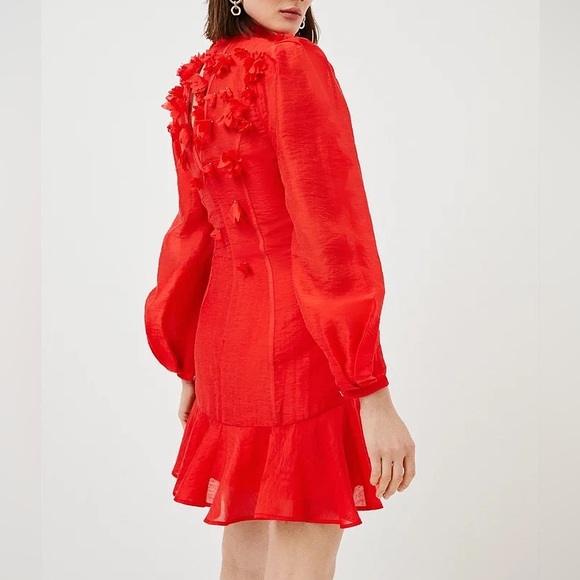Karen Millen | 3D Floral Appliqué Mini Dress - Picture 2 of 2